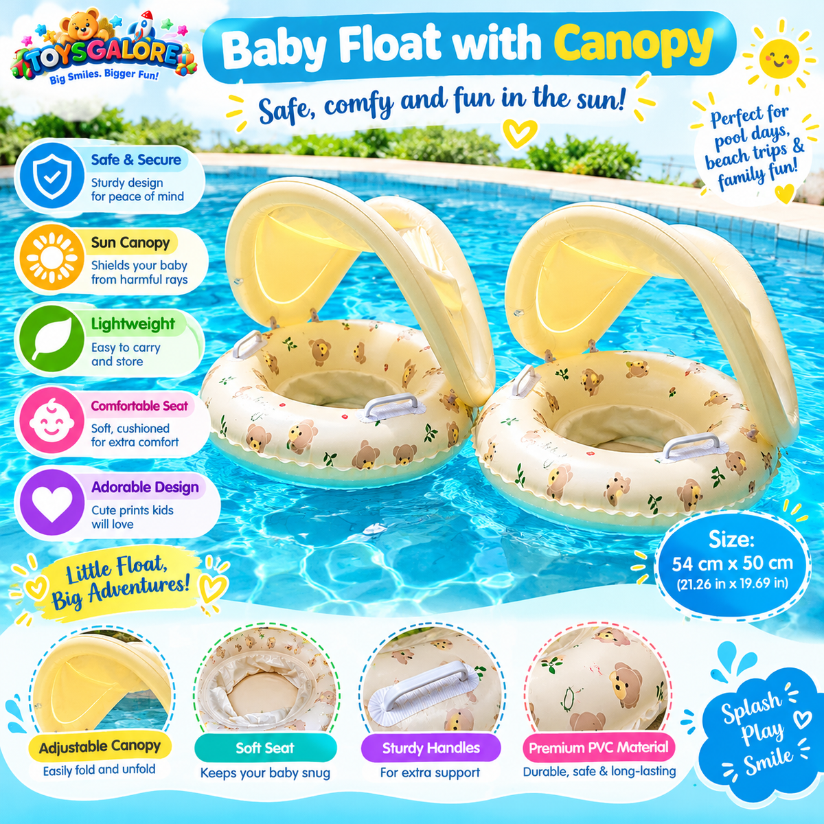 Toysgalore™ Baby Float with Canopy