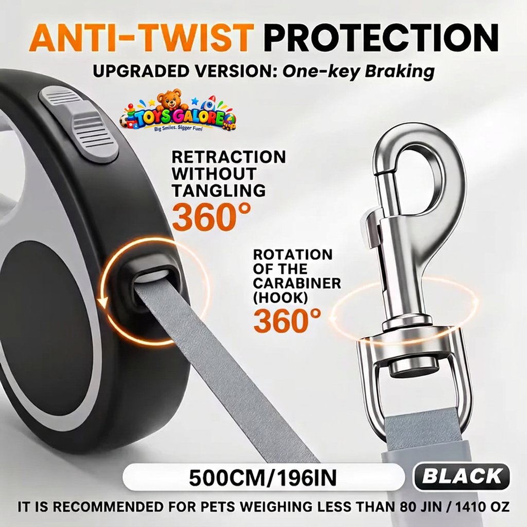 Watermarked black leash features