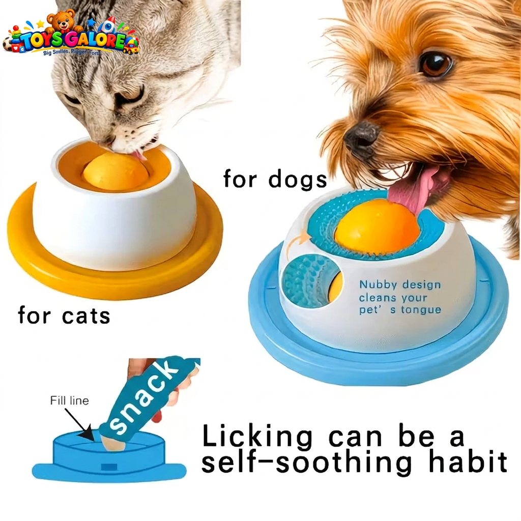 Watermarked pet licking dish image