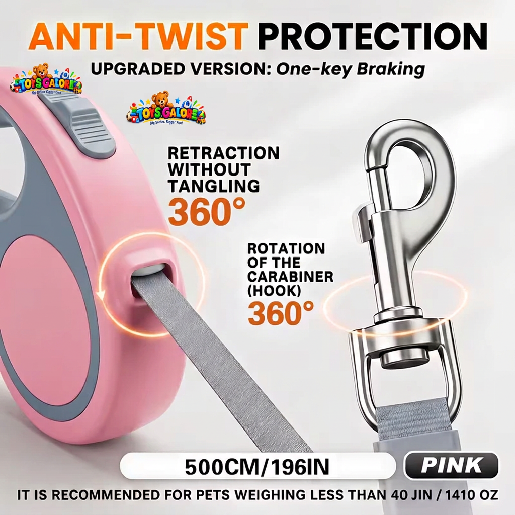 Watermarked pink leash features